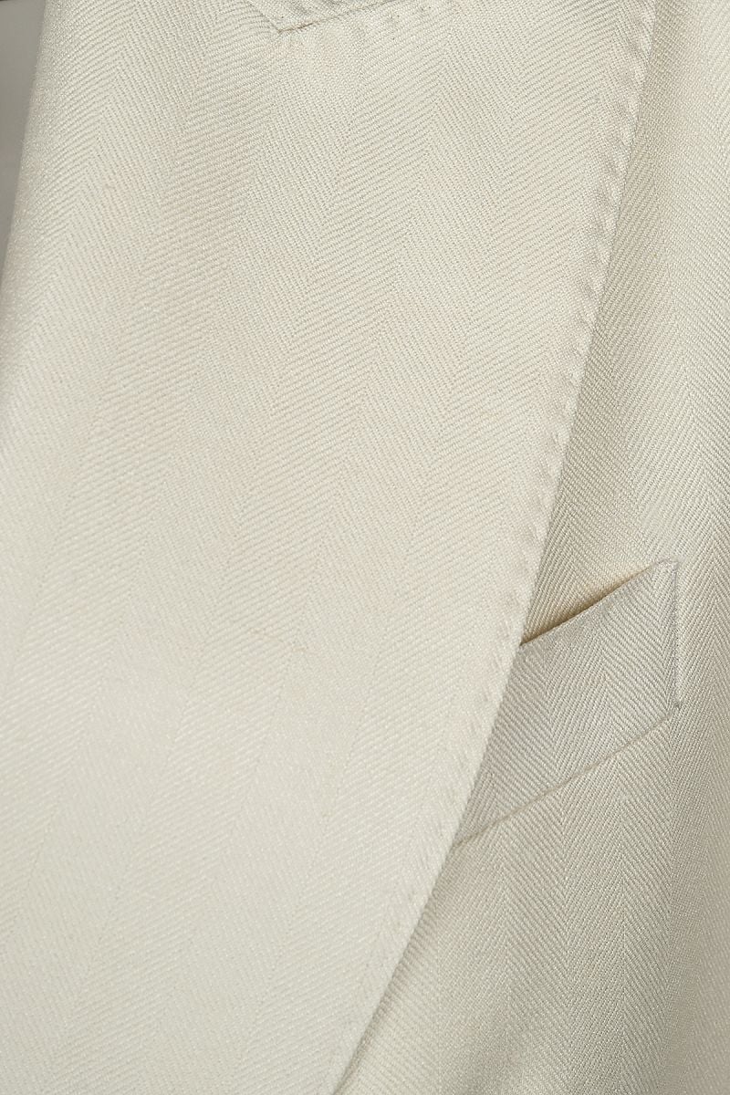 Луксозно дамско сако в цвят екрю от плат Loro Piana