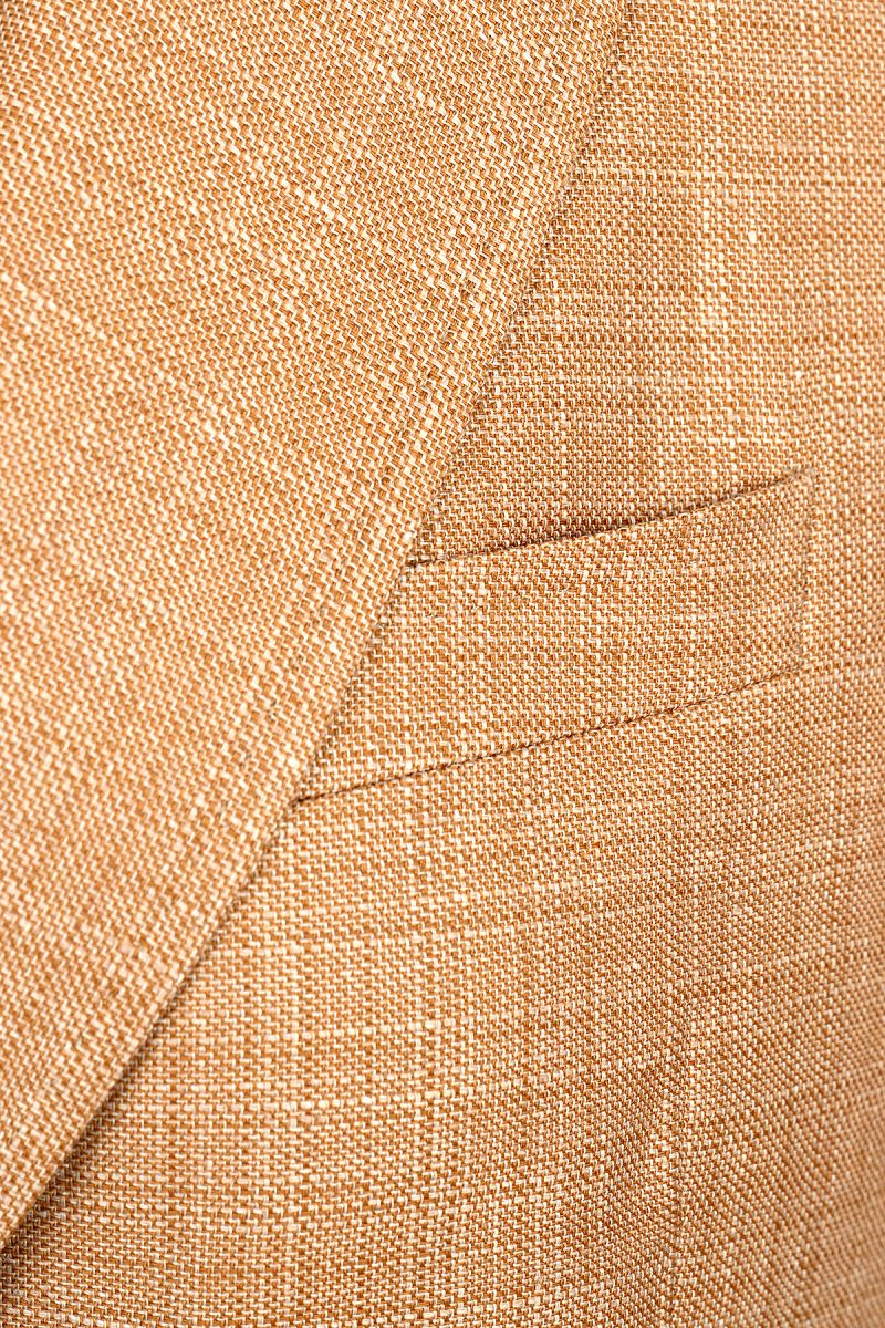 Двуредно елегантно сако от лен и вълна в цвят peach с външни джобове