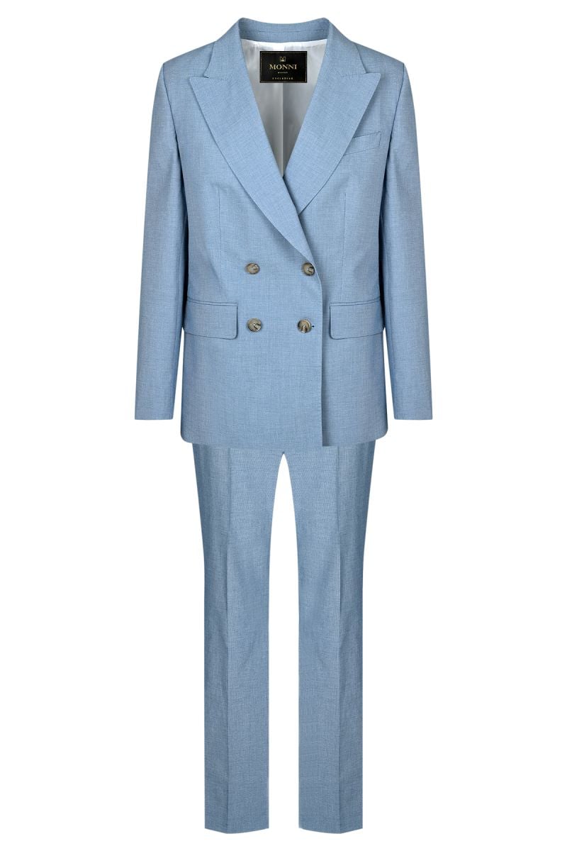 Памучен двуреден дамски костюм в цвят Baby Blue