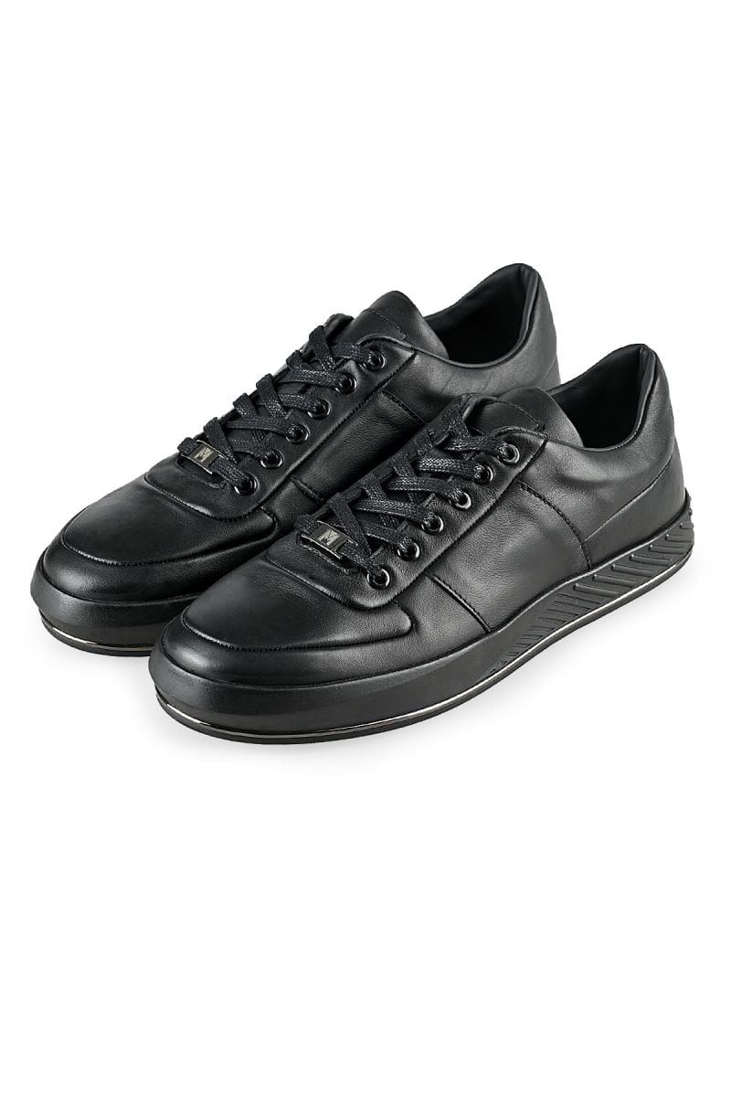 Мъжки луксозни черни спортни обувки с черна подметка