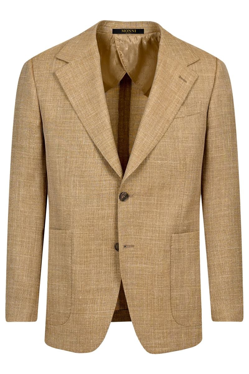 Мъжко луксозно олекотено сако от вълна, лен и коприна в златисто