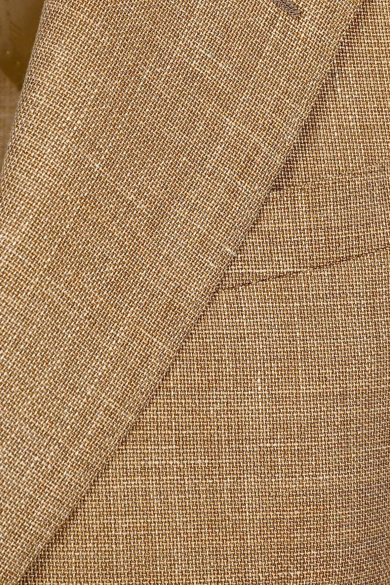 Мъжко луксозно олекотено сако от вълна, лен и коприна в златисто