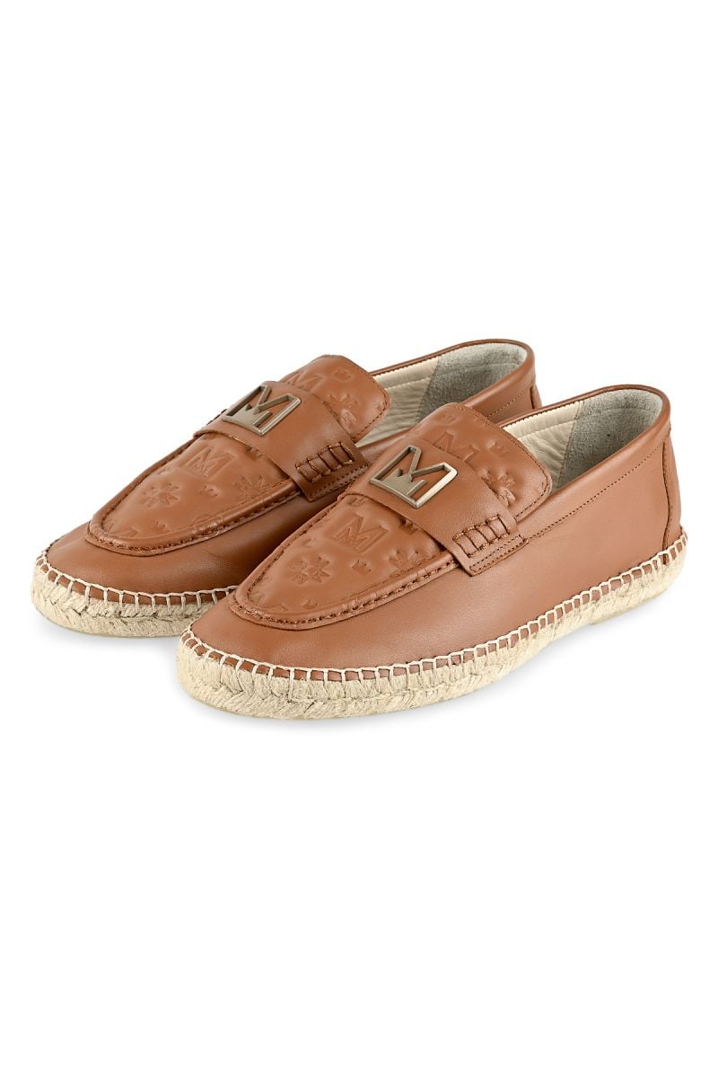 Дизайнерски еспадрили в табако с лого щампа и метален елемент
