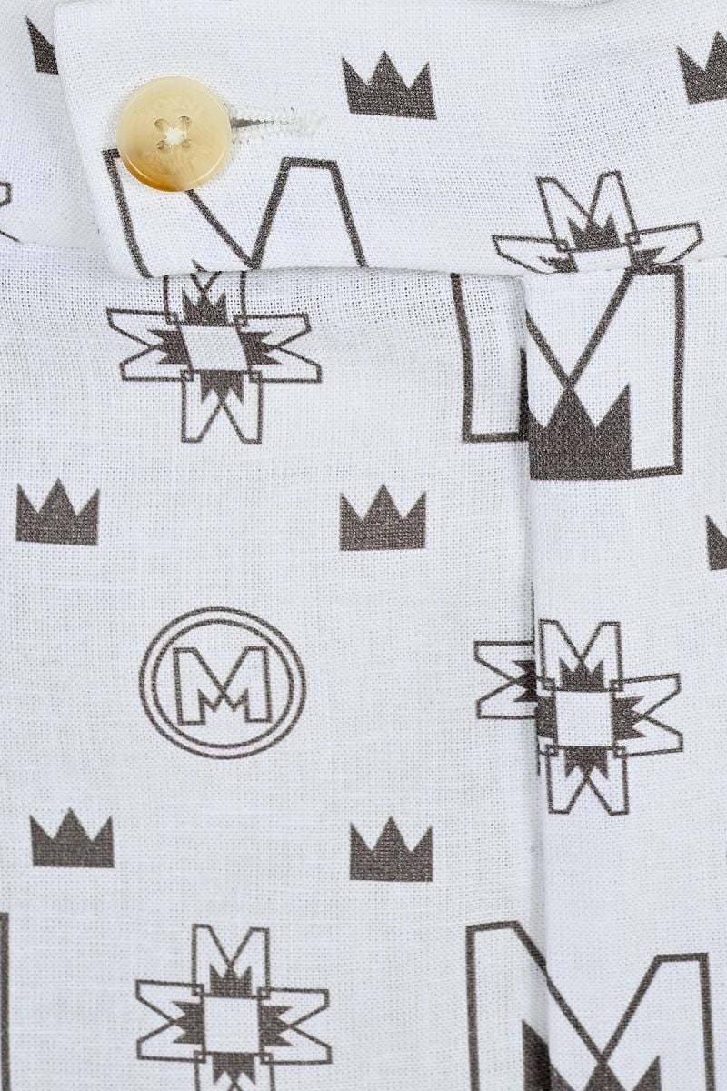 Мъжки луксозни бермуди от лен в десен Beige Symbols 
