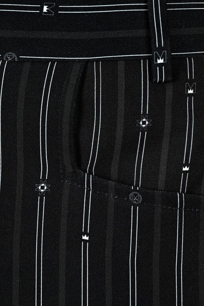 Мъжки панталон с фино брандирано райе в черен цвят