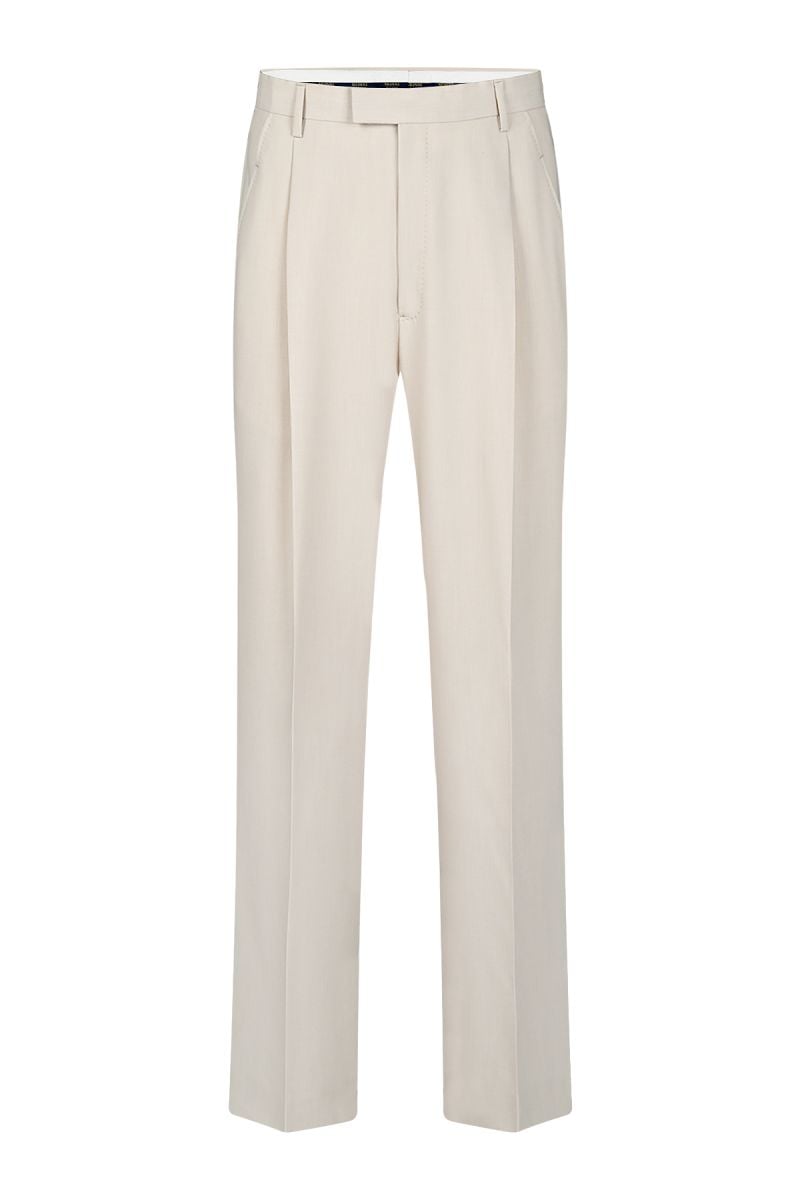 Летен панталон в светлобежов цвят с басти