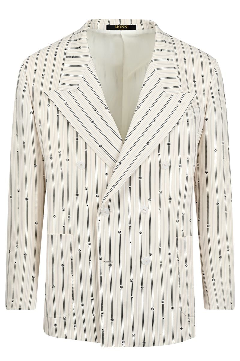 Мъжко сако с елегантен дизайн в черно брандирано райе