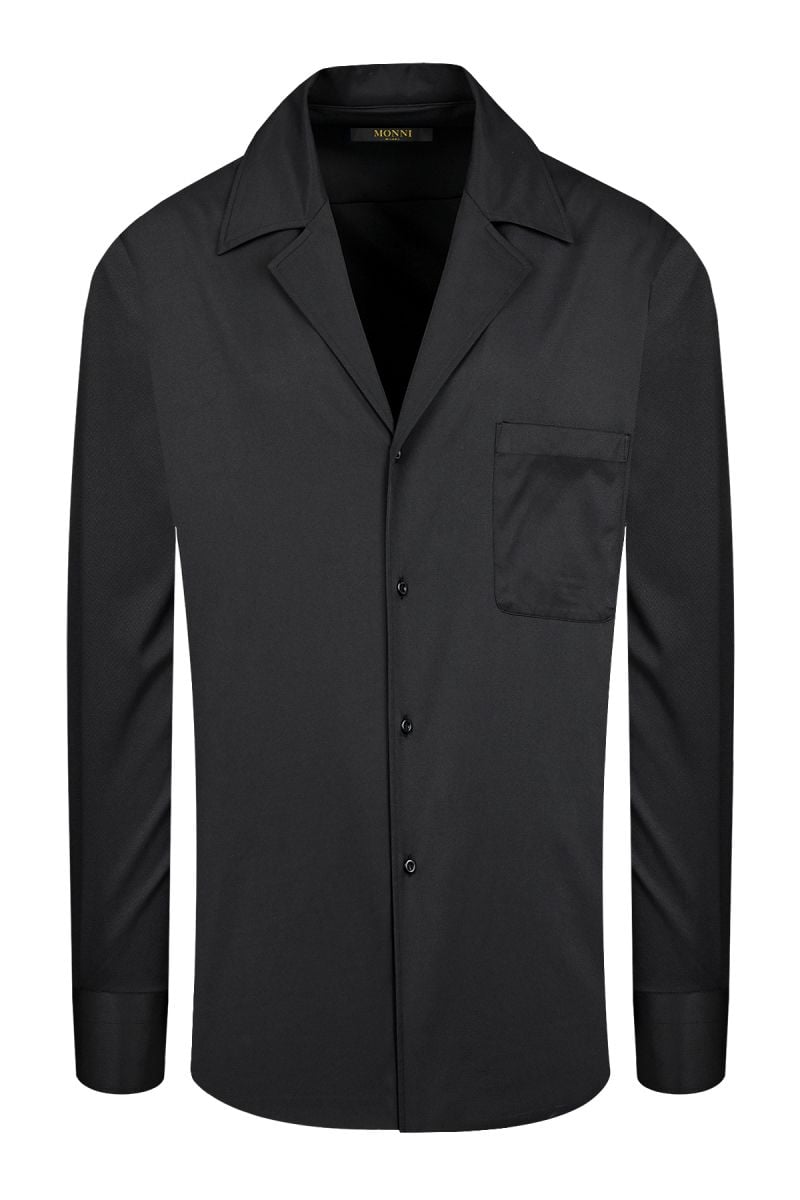 Мъжка памучна риза в черен цвят с изчистен елегантен дизайн