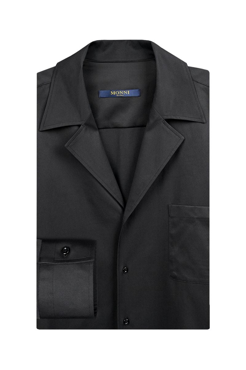 Мъжка памучна риза в черен цвят с изчистен елегантен дизайн