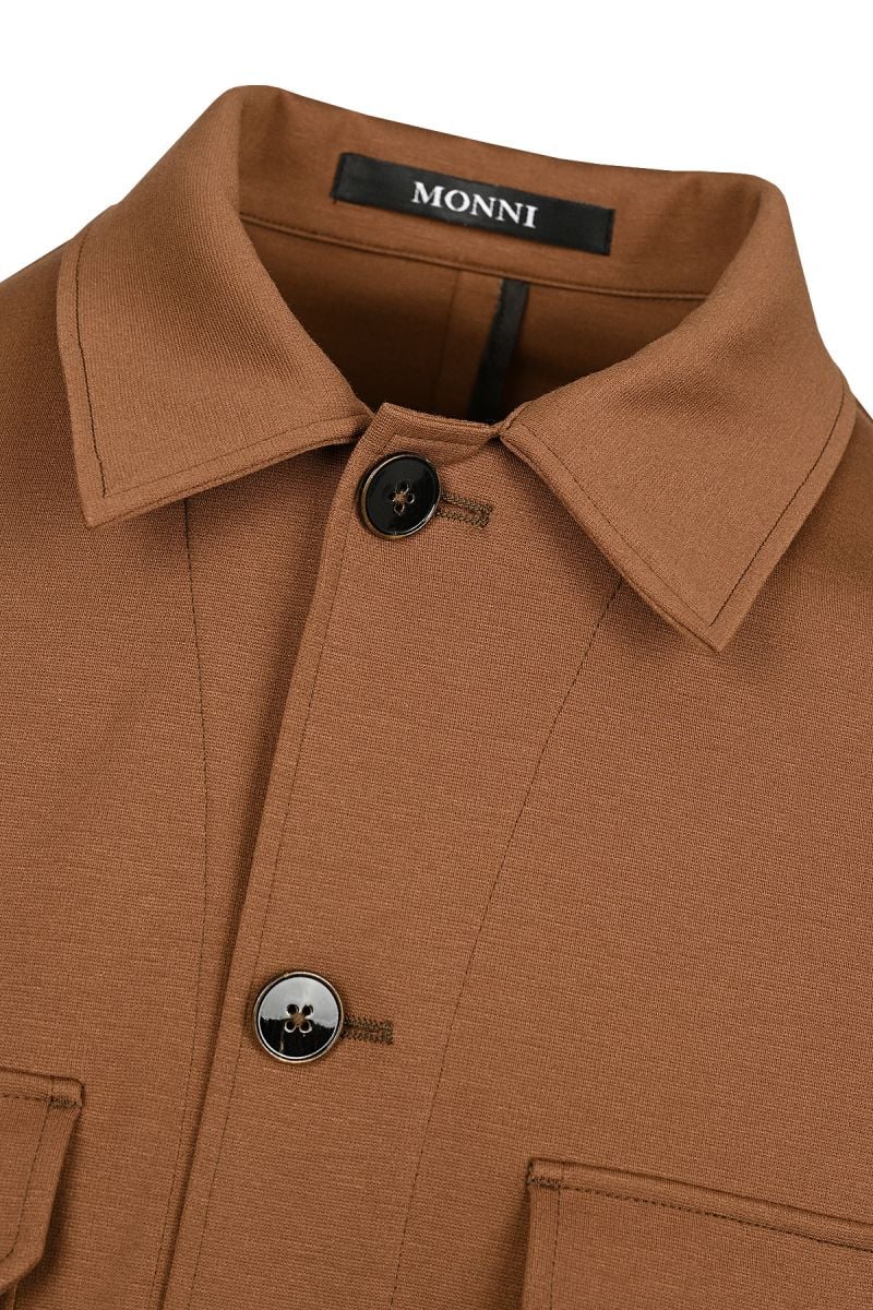Мъжки overshirt от трикотажен плат в цвят кафяво

