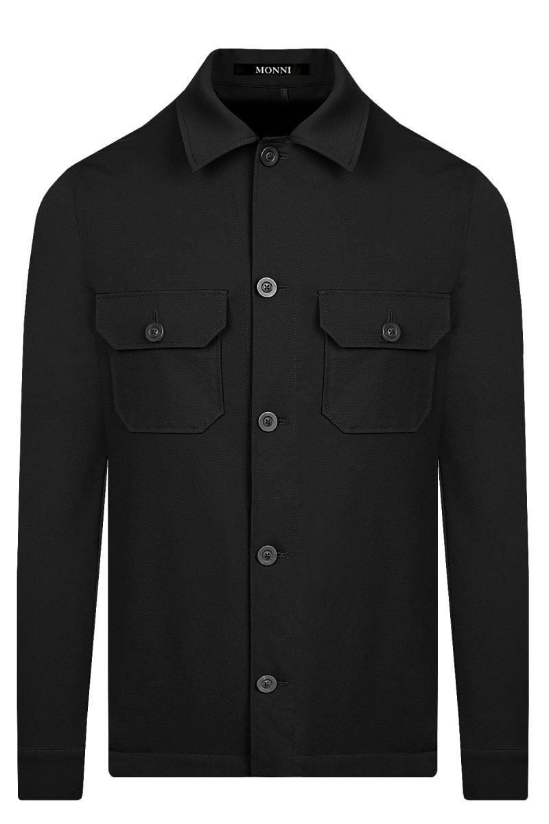 Мъжки overshirt от трикотажен плат в цвят черно