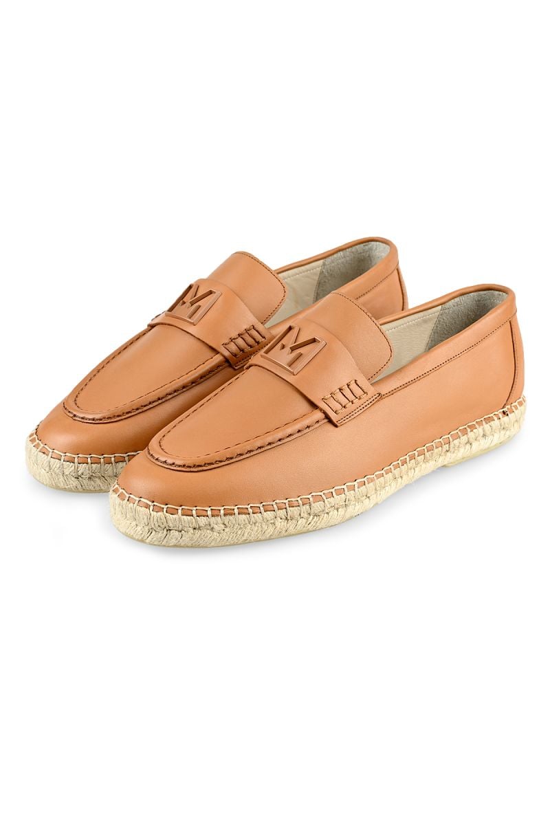 Дизайнерски еспадрили в табако с лого щампа и метален елемент