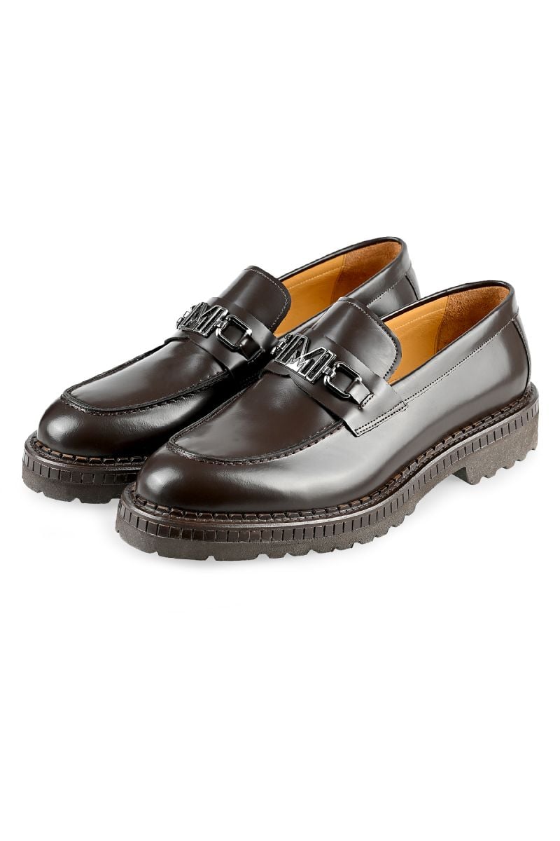 Мъжки мокасини кафяв мат с висока гумена олекотена подметка