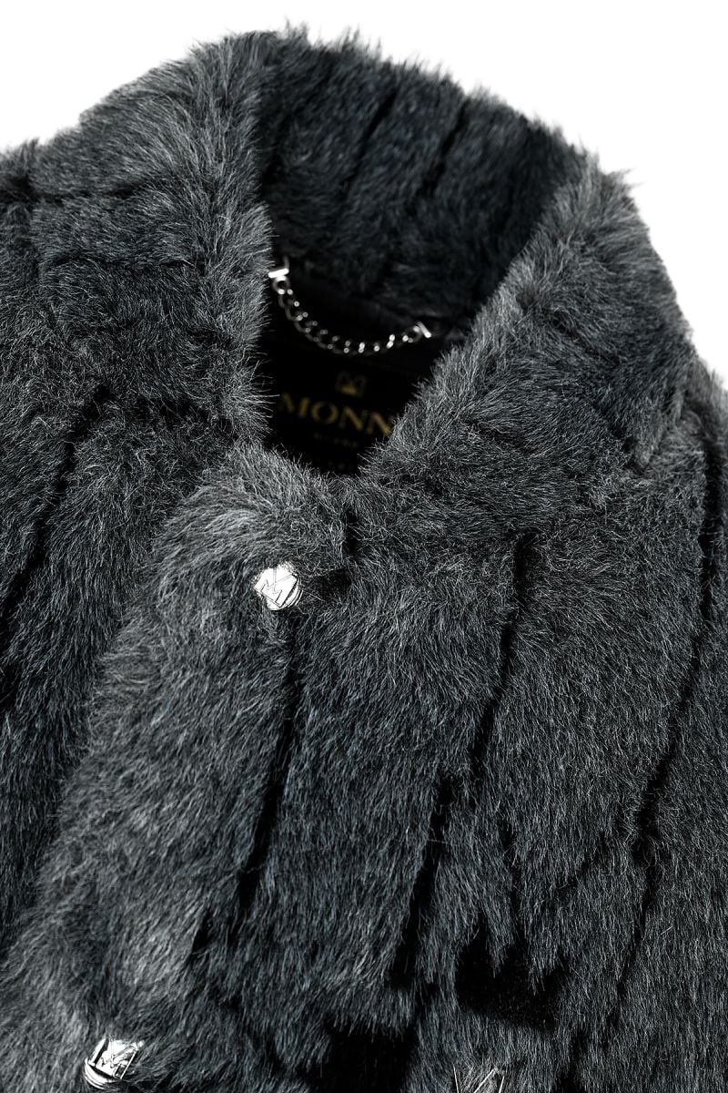 Мъжко дизайнерско луксозно яке с лого десен в сиво и черно