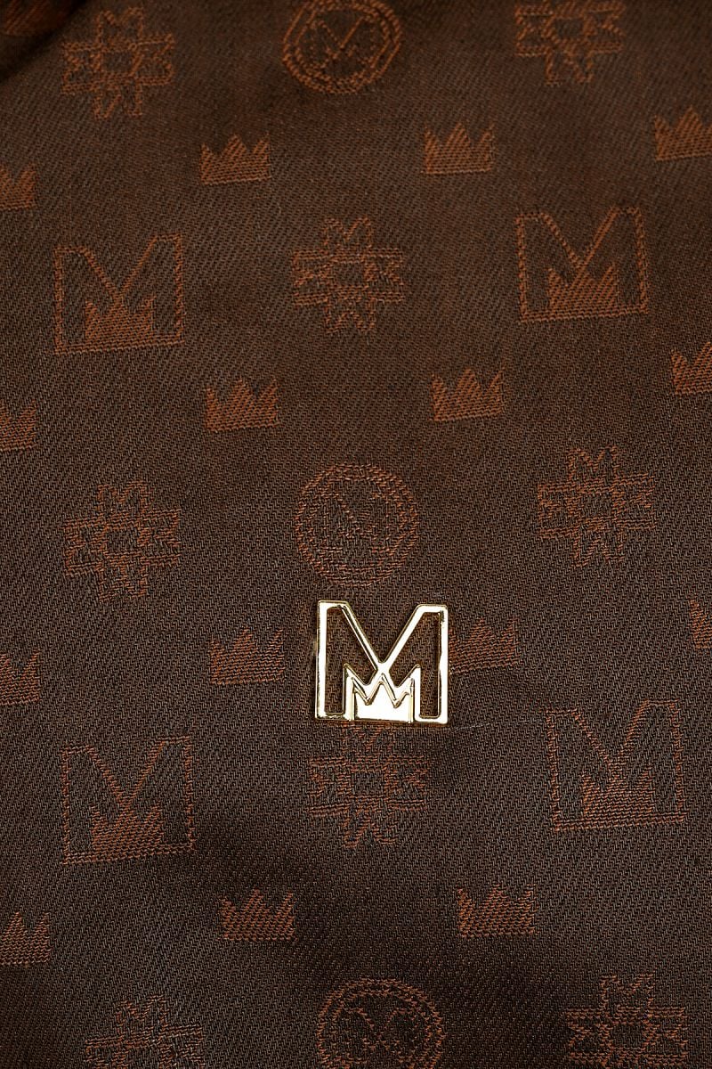 Мъжко oversize дълго дънково яке с изтъкан десен в кафяво