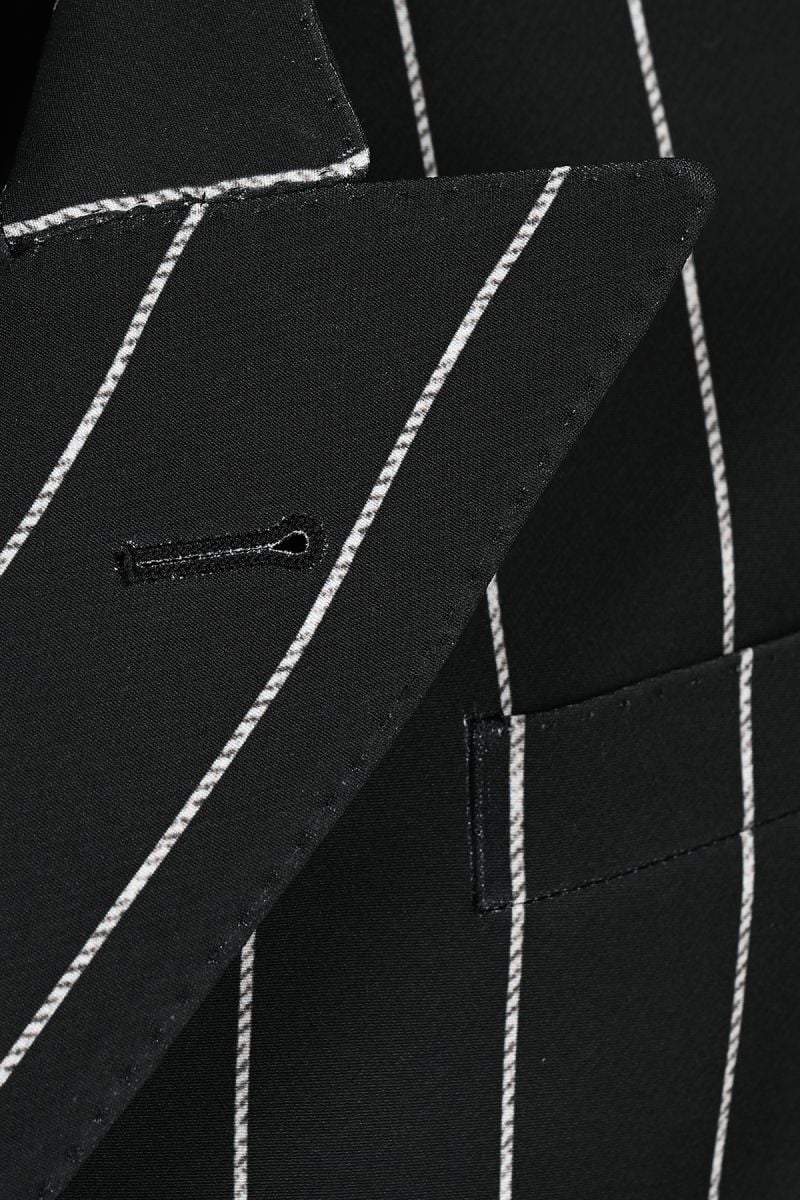 Мъжко дизайнерско сако 2 в 1 Dubai Night в черно с бяло райе 