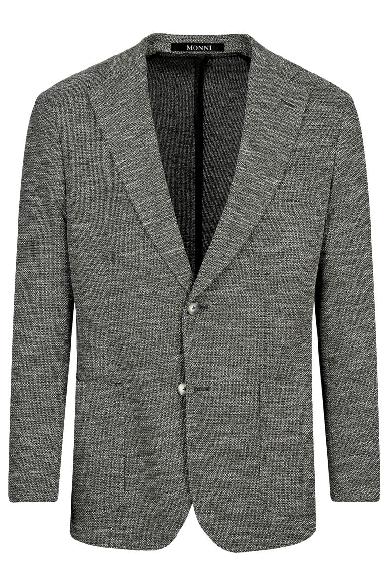 Мъжко вталено трикотажно меланжирано сако в каки цвят