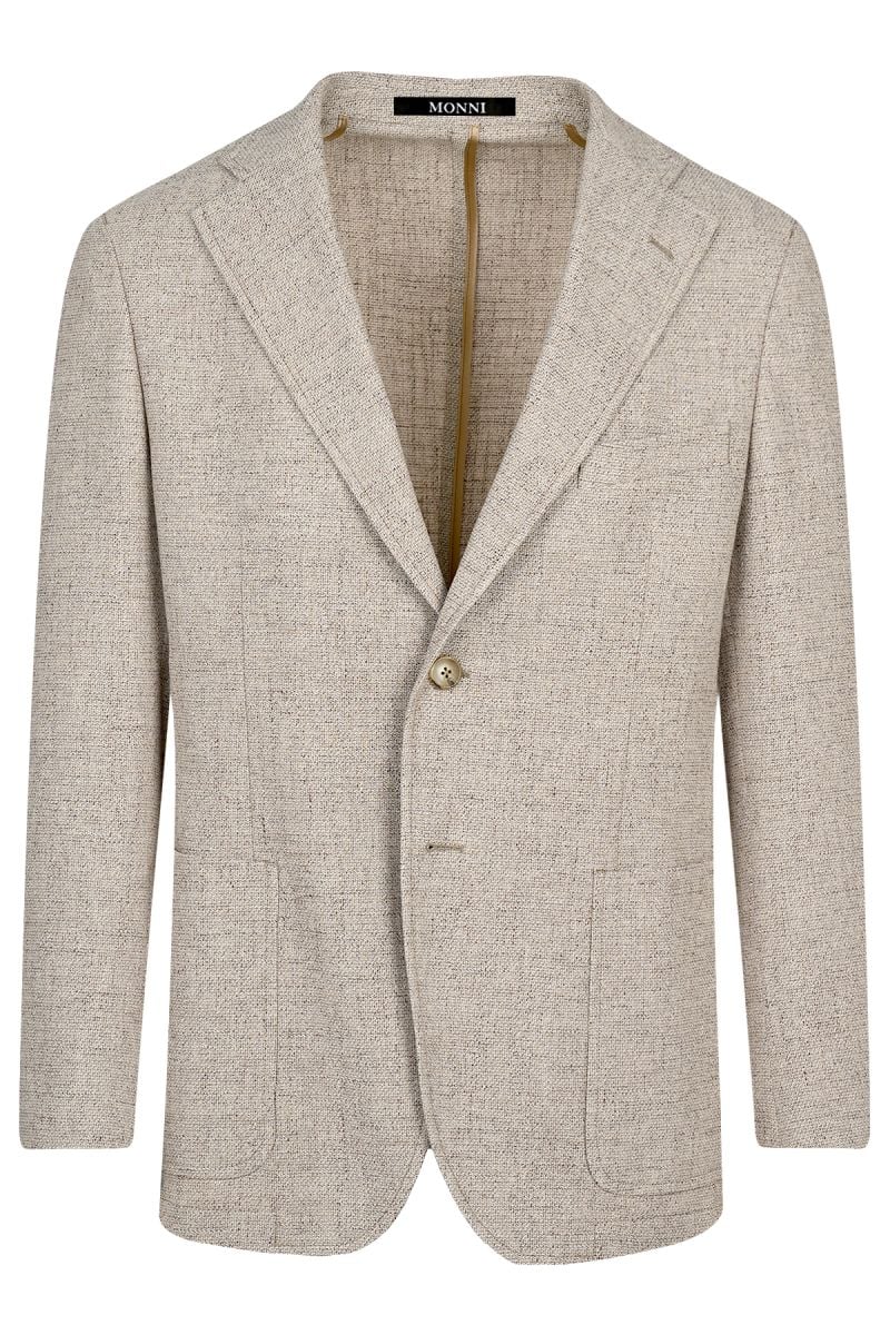 Мъжко вталено трикотажно релефно сако в бежов цвят