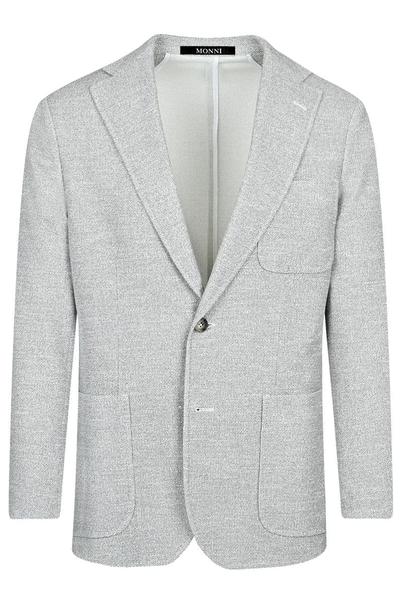 Мъжко вталено трикотажно релефно сако в светлосив цвят