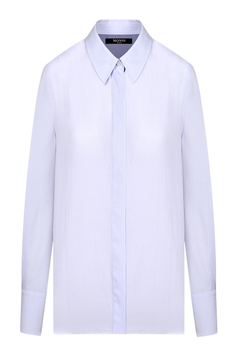 Класическа дамска официална риза от 100% памук в бледо лилав цвят, подходяща за офис и специални поводи