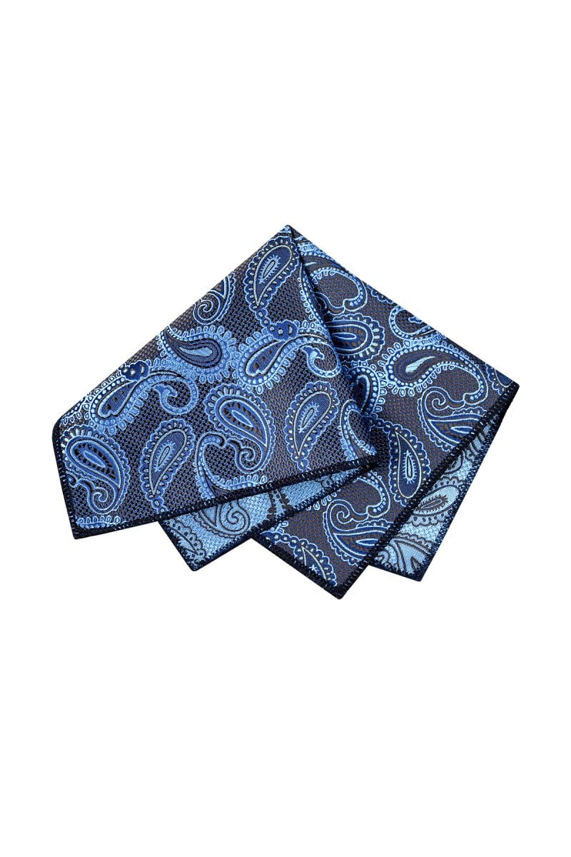 Мъжка кърпичка в синьо с дизайн на контрастни еуглени