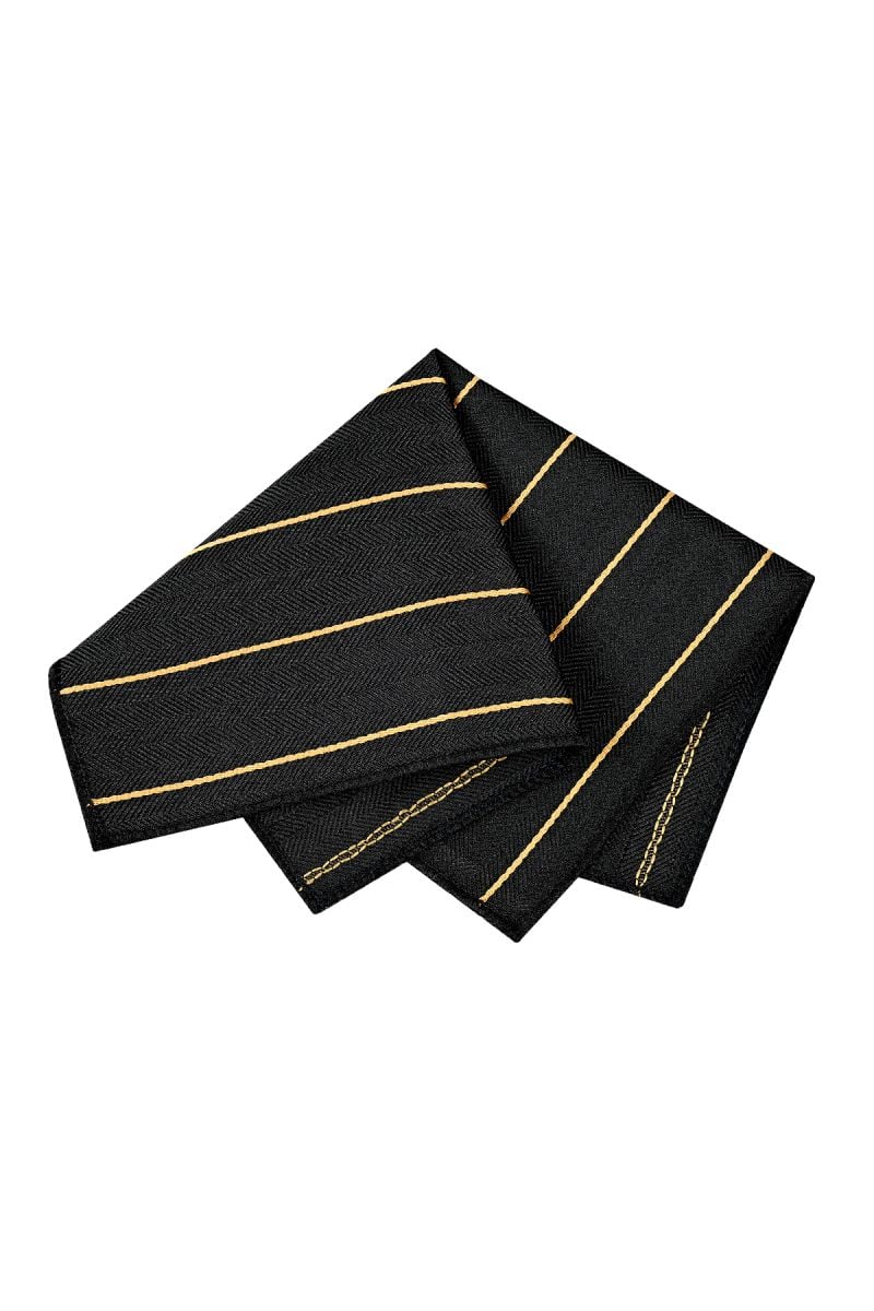 Мъжка черна кърпичка с дизайн на ярко жълто райе