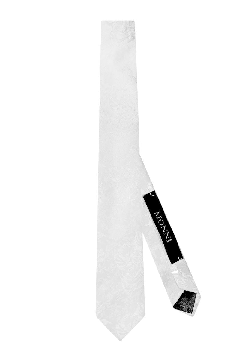 Мъжка класическа бяла вратовръзка с тон в тон елементи 