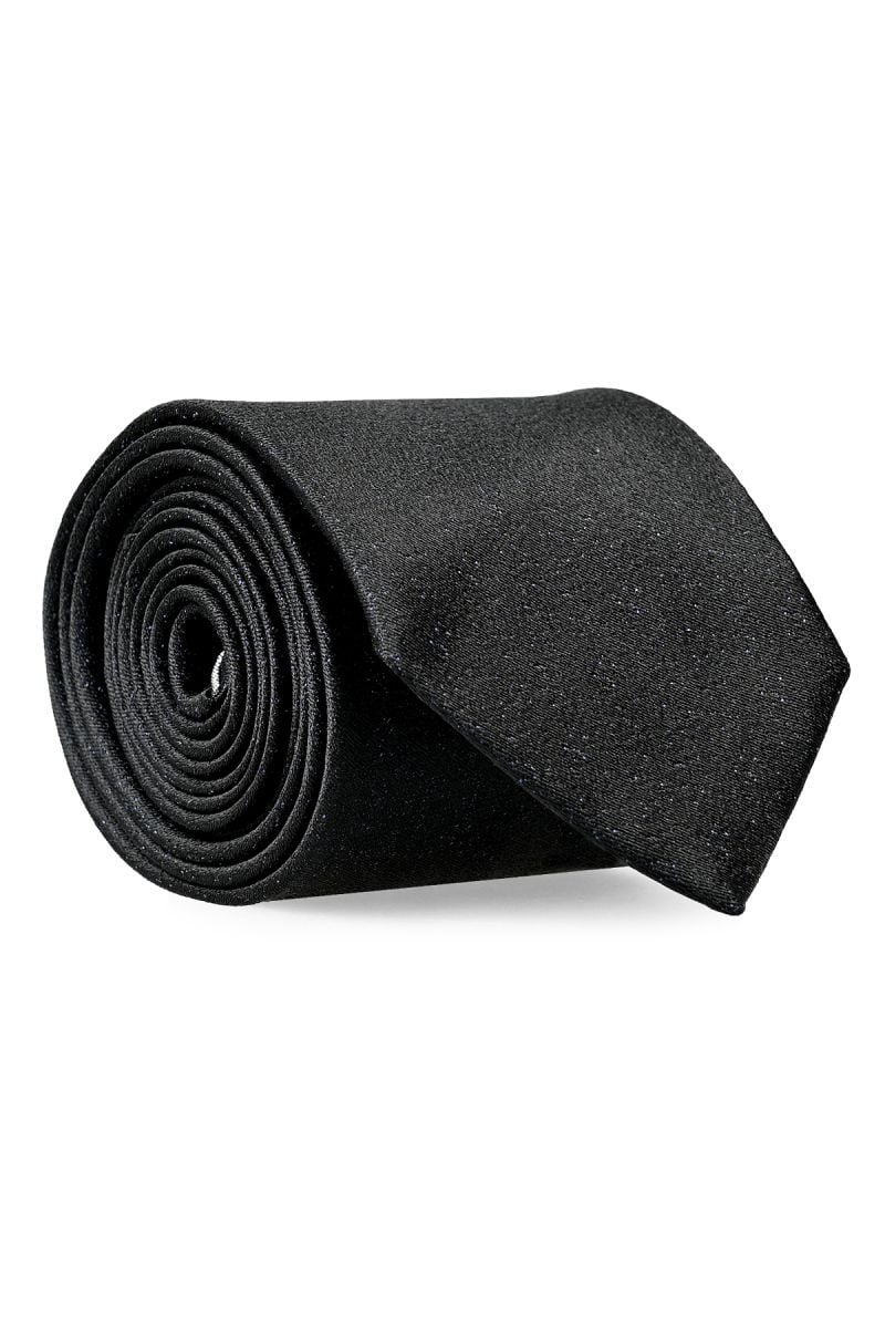 Мъжка вратовръзка в черно и тъмносиньо с лек контрастен блясък 