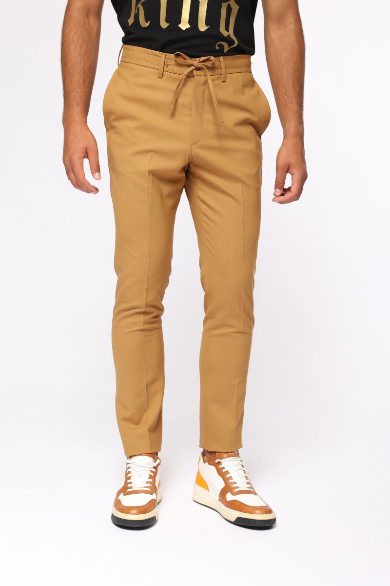 Мъжки панталон с връзки в цвят горчица