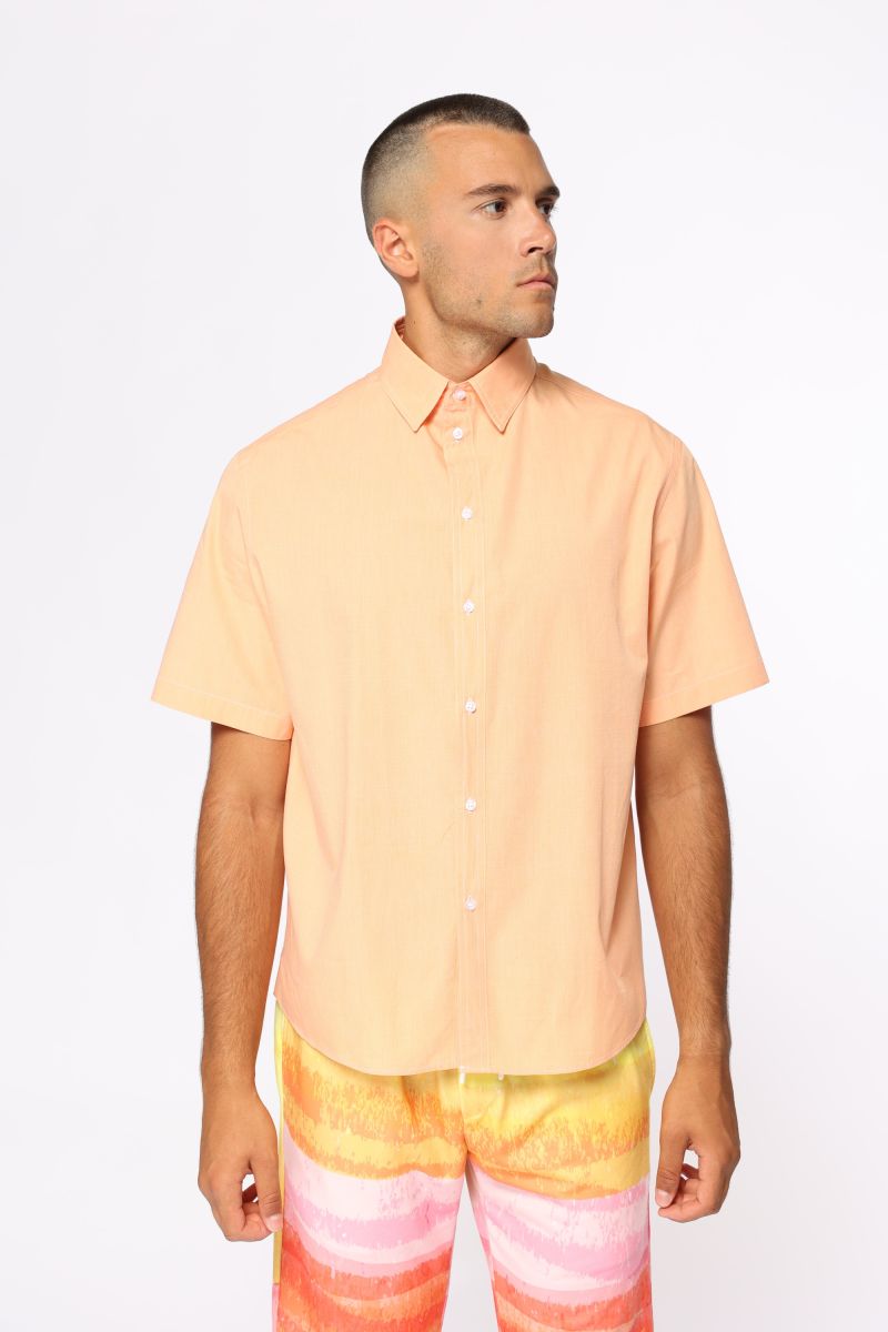 Оранжева свободна риза с къс ръкав 