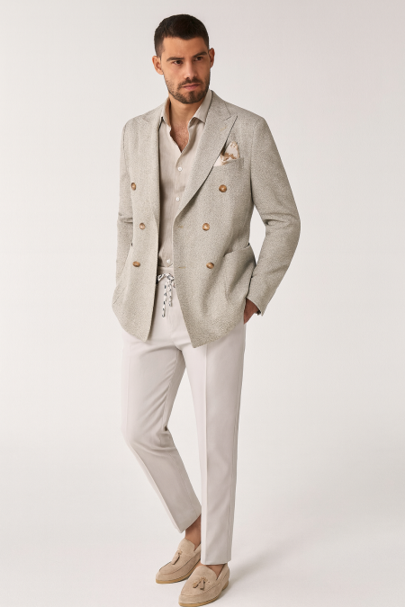 Мъжко двуредно сако от памук