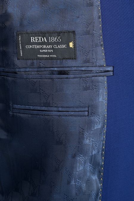 Класически мъжки костюм в кралско синьо с едно копче