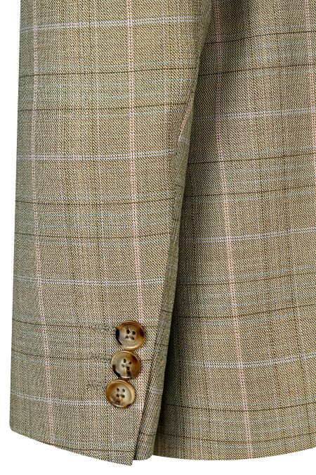 Дамско сако от памук и вълна в каре Principe Di Galles в бежово