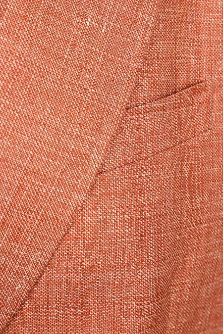 Елегантно сако от лен и вълна в цвят корал с външни джобове