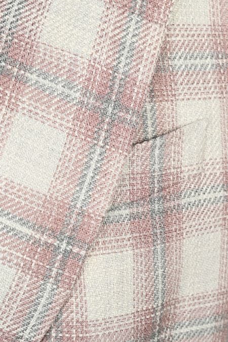 Двуредно карирано дамско сако с външни джобове