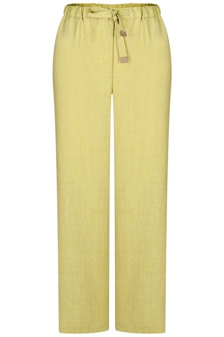 Лежерен дамски панталон с връзки от плат Loro Piana в жълто