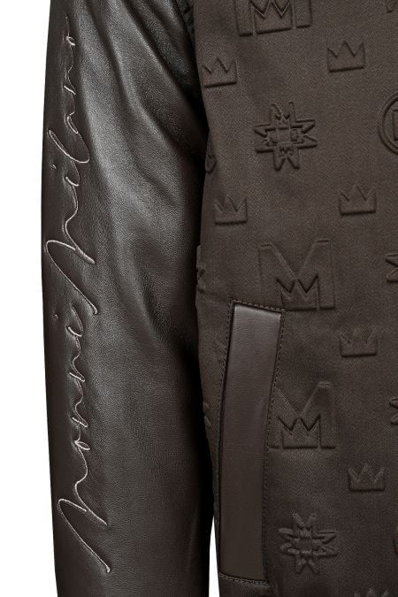 Яке бомбър със силиконови щампи в кафяв цвят