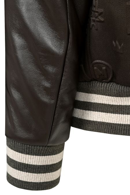 Стилно мъжко яке бомбър със силиконови щампи в кафяв цвят