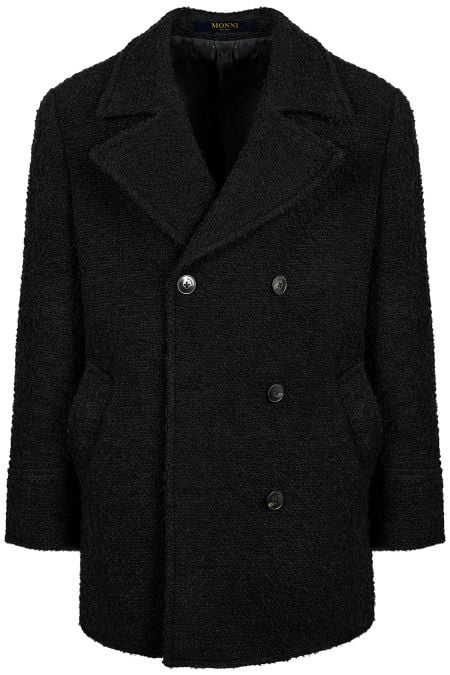 Мъжко двуредно късо двуцветно палто от италиански плат букле