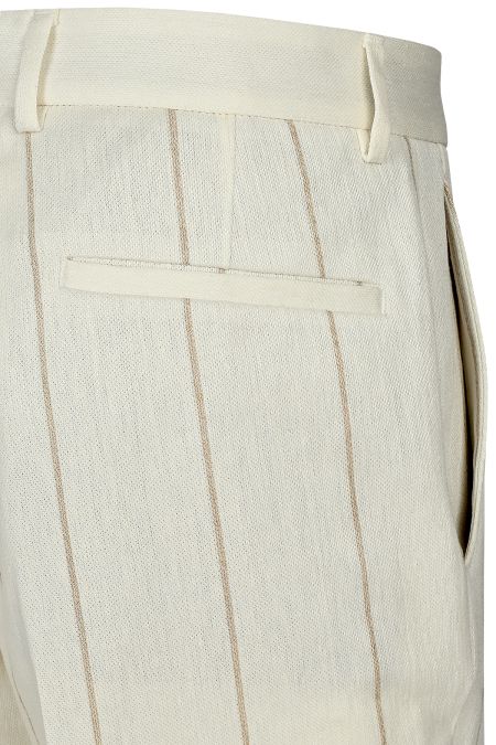 Костюм в екрю с фино райе от лен и памук