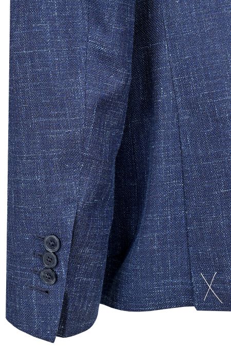 Олекотено мъжко сако в синьо от висококачествена смес вълна, лен и коприна