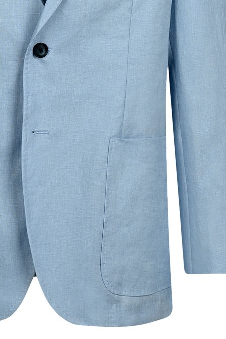 класическо мъжко сако от 100% лен в слетло син цвят и regular fit
