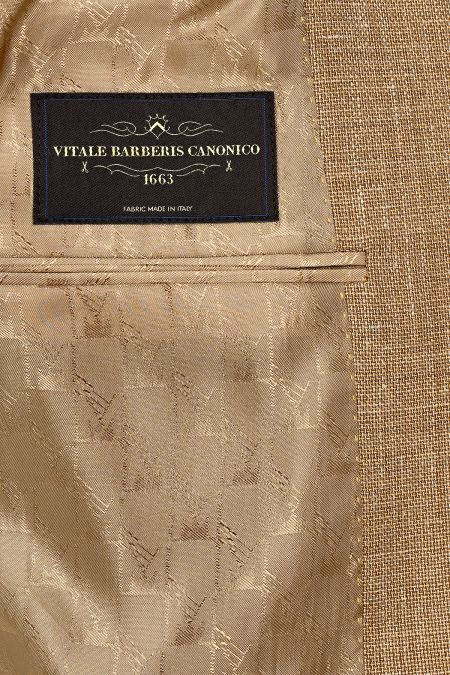 Олекотено мъжко сако в златисто от висококачествена смес от вълна, лен и коприна