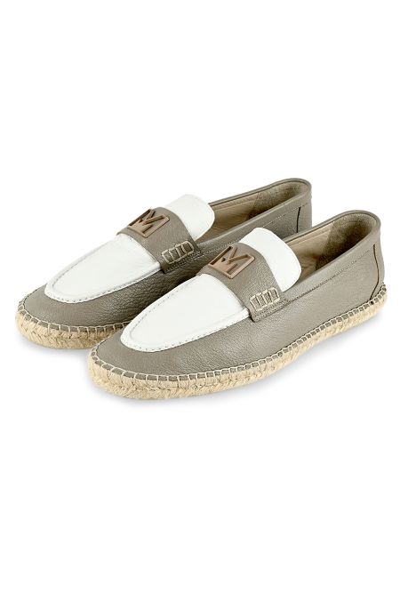 Мъжки дизайнерски еспадрили в бяло и бежово с метален елемент