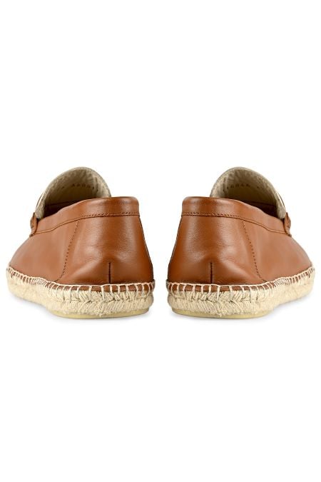 Дизайнерски мъжки еспадрили в екрю и табако с фин метален акцент