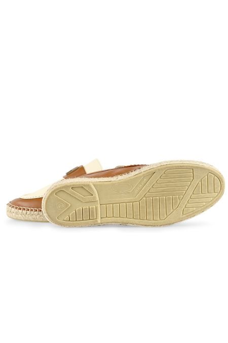 Стилни мъжки еспадрили в екрю-табако гама с метален елемент