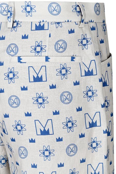 Мъжки бермуди от лен в десен Blue Symbols 
