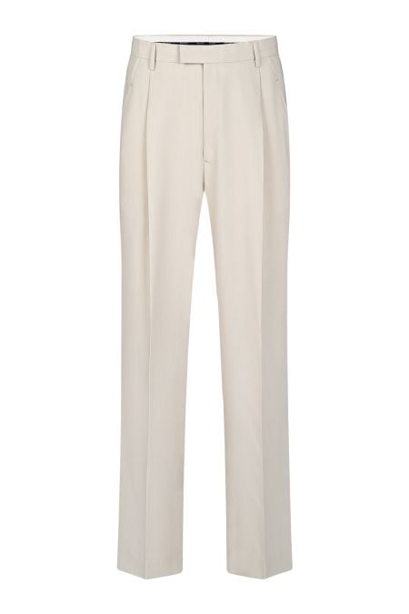 Летен панталон в светлобежов цвят с басти