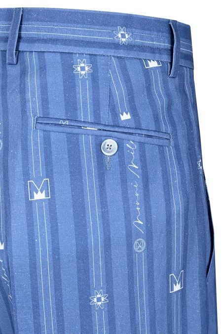 Летен панталон в син дизайнерски принт 