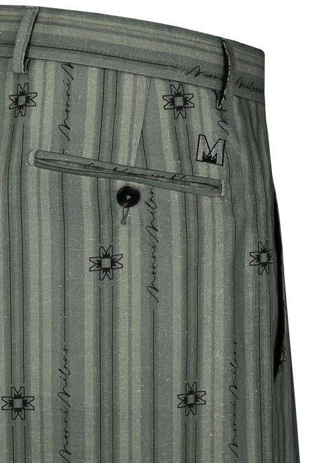 Летен панталон със зелен дизайнерски принт 